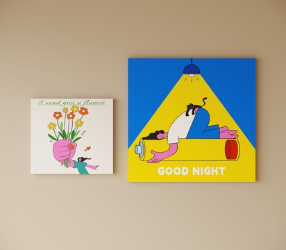  现代儿童挂画3d模型 