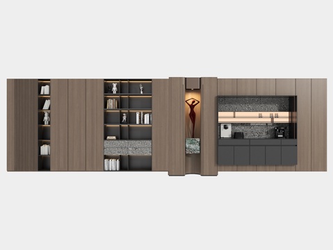  现代酒柜书柜组合3d模型 