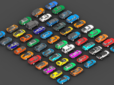  低多边形汽车包13d模型 