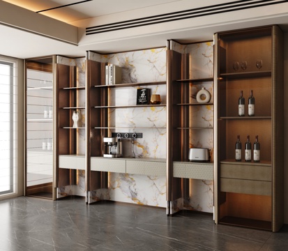  意式轻奢酒柜  轻奢装饰柜3d模型 