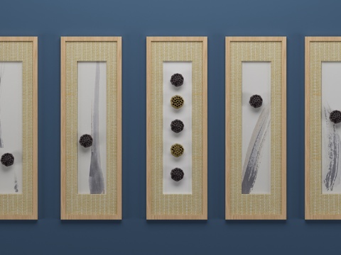  新中式莲蓬立体画 国画 相框装饰 装饰画 壁挂 挂画3d模型 