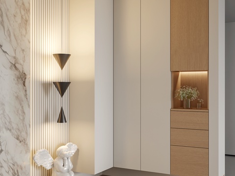  现代入户转角玄关3d模型 