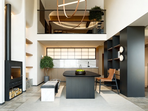  现代意式茶室 别墅茶室3d模型 