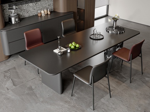  意式餐桌椅3d模型 