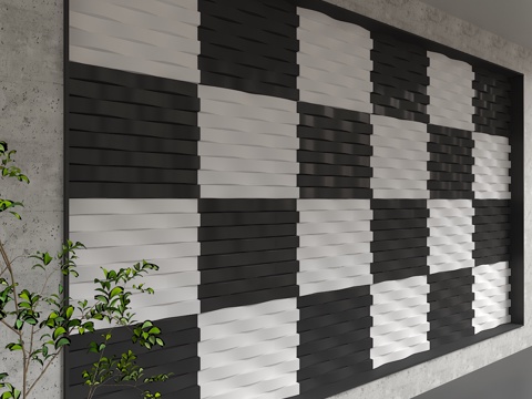  现代背景墙3d模型 