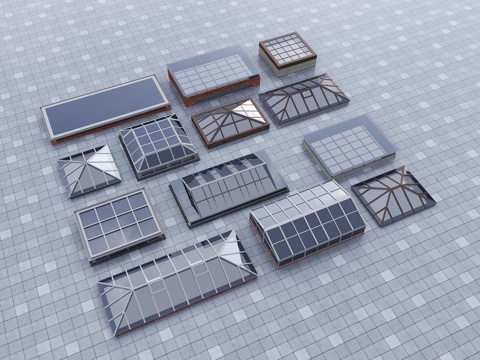 现代采光井 城市通风井 小区采光井 通风天井3d模型 