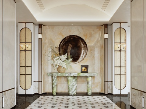  轻奢风玄关3d模型 