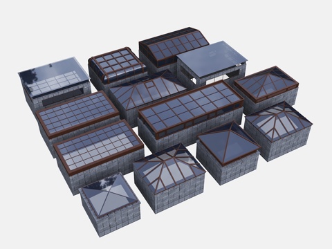  现代采光井 城市通风井 小区采光井 通风天井3d模型 