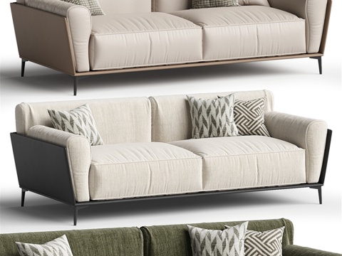  伏地魔品牌软包双人沙发3d模型 