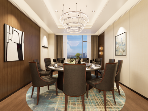 现代餐厅包厢su模型