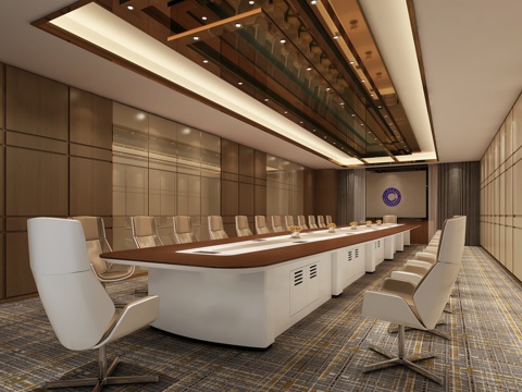  现代会议室 大会议室3d模型 