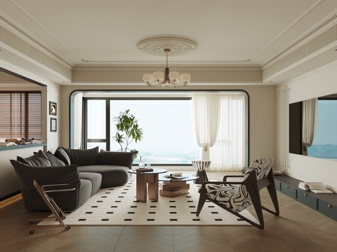 现代法式客厅su模型