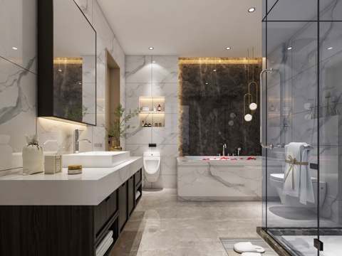  现代卫生间 新中式卫生间3d模型 