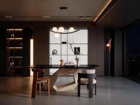  餐厅 餐桌椅组合 餐边柜 橱柜3d模型 