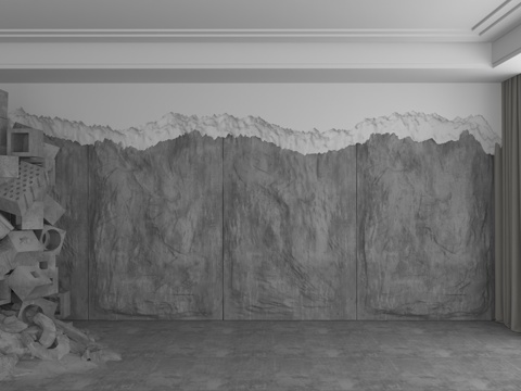  现代背景墙3d模型 