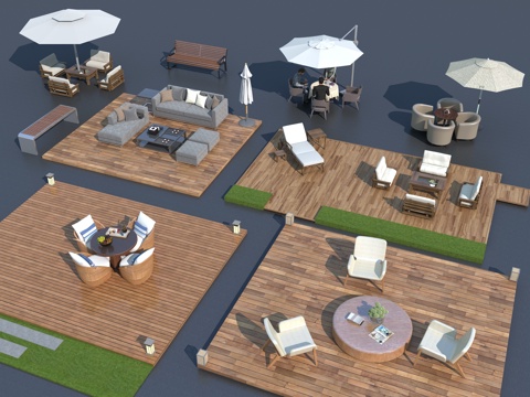 现代户外沙发  户外座椅su模型