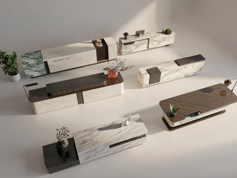 现代前台 现代前台 服务台 接待台su模型