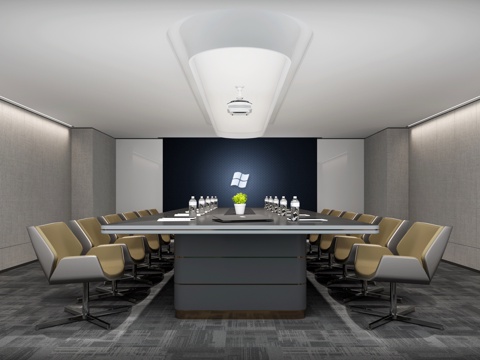  现代会议室 大会议室3d模型 