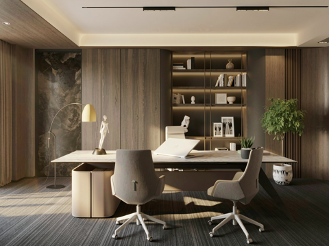 现代意式办公室_经理办公室_小办公室_总经理办公室_老板桌_su模型