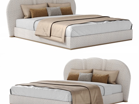  现代双人床3d模型 