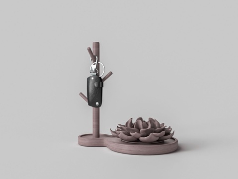  现代玄关柜摆件 实木钥匙架3d模型 