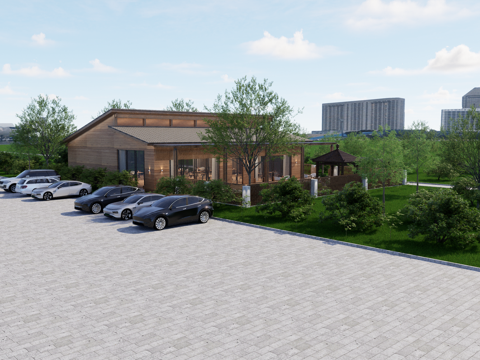 新中式庭院驿站su模型