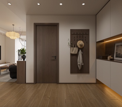  中古风简约入户玄关3d模型 