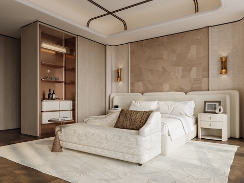  轻奢风卧室3d模型 