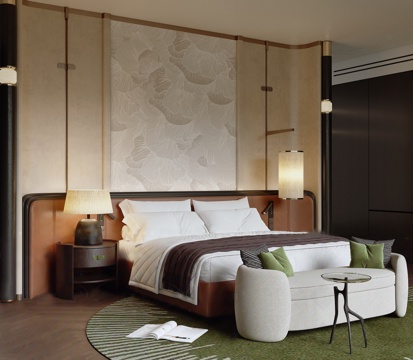  轻奢风卧室3d模型 