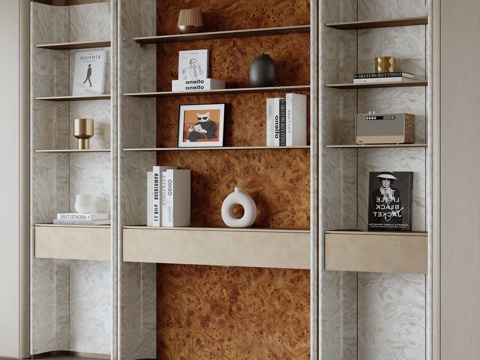  轻奢风书柜3d模型 