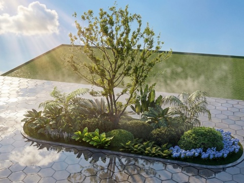 植物组团_乔木灌木组团_花境植物su模型