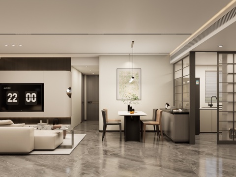 现代客餐厅su模型