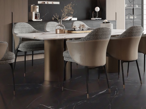  意式餐桌椅3d模型 