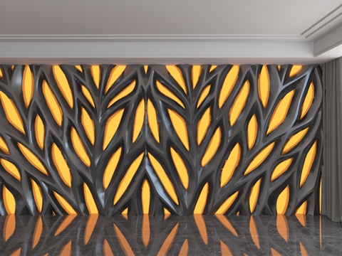  现代背景墙3d模型 