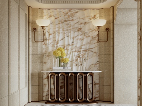  轻奢风玄关3d模型 