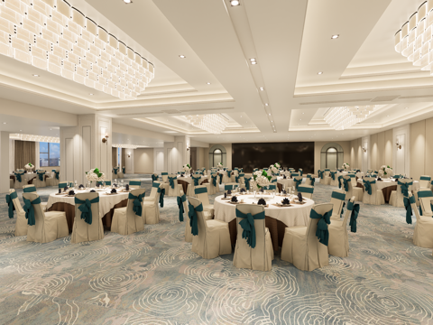 现代酒店宴会厅su模型