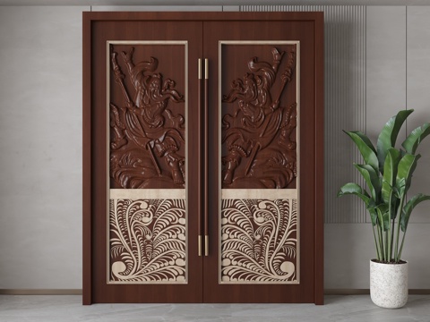  新中式门3d模型 