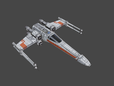  带纹理X翼（低多边形）3d模型 