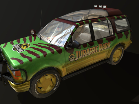  探险者侏罗纪公园观光车3d模型 