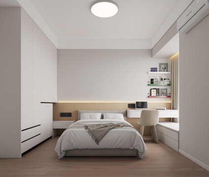  现代奶油小孩房3d模型 