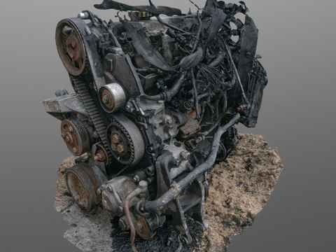  烧毁的发动机3d模型 