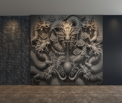  现代背景墙3d模型 