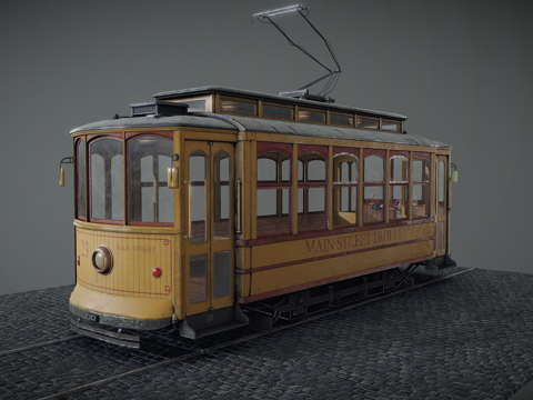  老式有轨电车3d模型 