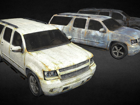  老旧生锈雪佛兰萨博班3d模型 