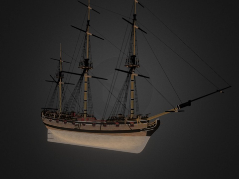  战争单桅帆船 - 战争浪潮 - 私掠许可证3d模型 