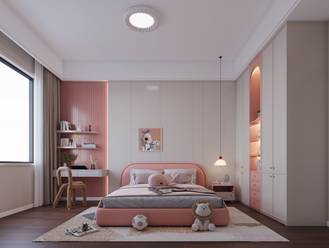  粉色女孩房3d模型 