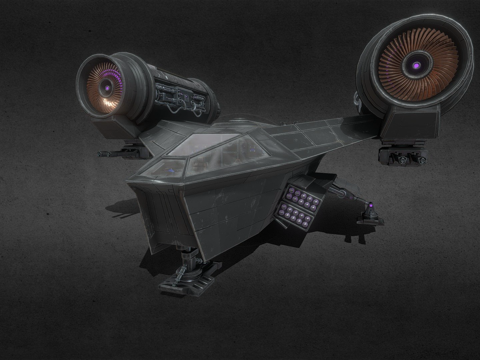  太空船-炮艇带驾驶舱和动画3d模型 