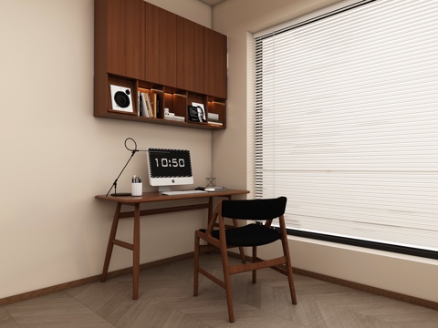 现代简约书桌椅 书桌  办公桌椅 摆件组合su模型