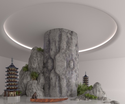  现代柱子3d模型 