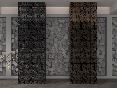  现代柱子3d模型 